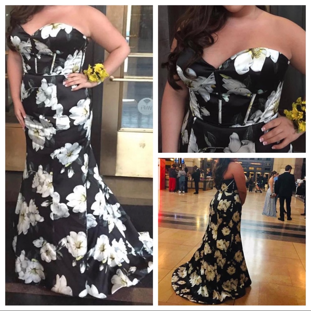 Rachel Allan Floral Mermaid Strapless Formal Sz 20